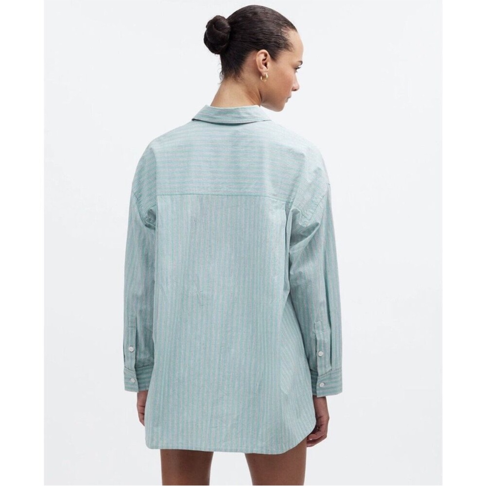 Madewell The Signature Poplin Oversized Shirt Dusty Verdigris - Picture 2 of 6